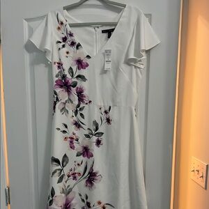 Floral White and Purple Dress